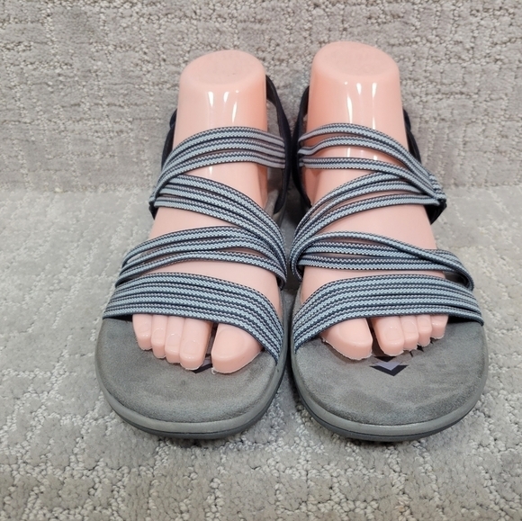 Skechers Women's Size 9 Raggae Slim Navy Blue Silver Memory Foam Slip On Sandals - Picture 5 of 12